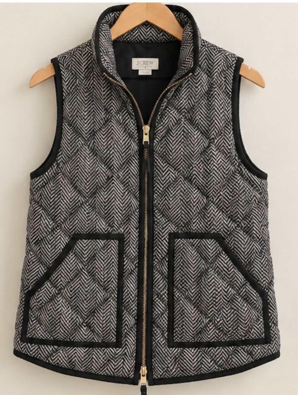 J.Crew Factory Herringbone Down Quilted Puffer Vest Classic